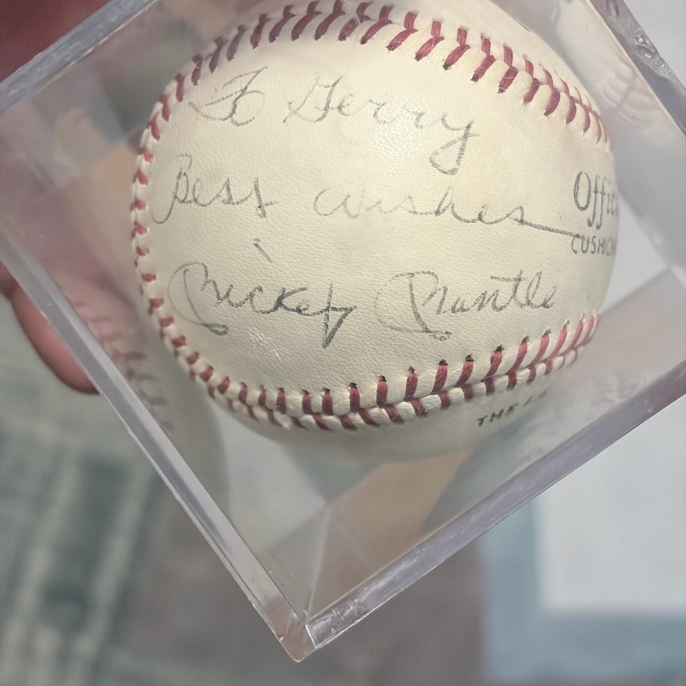 Mickey Mantle Autographed Baseball in Display Case